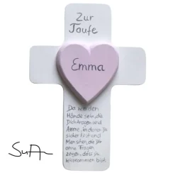 Geschenke|SuAn-Bilder Taufkreuz Holzkreuz Kinderkreuz  Herz 3-D zur Taufe/Geburt/Kommunion