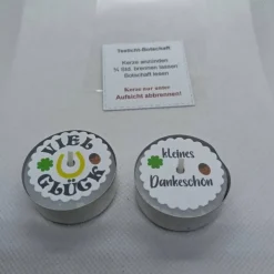 Geschenke|Netles Kartenkunst & Schmuckallerlei Teelicht mit versteckter Botschaft, "kleines Dankeschön", zum Abschied oder  "viel Glück"