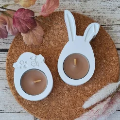 Discount Teelichthalter-Set zur Osterzeit ~ Deko Kerzenhalter Osterei u. Osterhase ~ Teelicht Ostern u. Frühling Osterkerzen