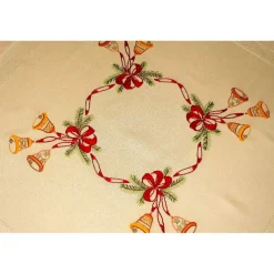 Outlet Tischdecke Weihnachten Adventzeit Glocken Tischtuch Weihnachtstischdecke handbestickte Tischdecke Mitteldecke Tischdekor Weihnachtsbaumdecken