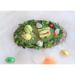 Best Tischdeko Baumscheibe mit Osterdeko (Nr. 2) Huhn im Wagen Osterdeko