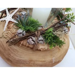 Clearance Tischdeko Tischgesteck groß Holzkranz Windlicht Tischdekoration