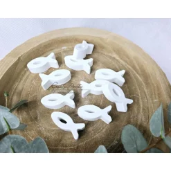 Tischdekoration|CreativAnita Tischdekoration Fische weiß, 10 Stück im Set, Kommunion, Taufe, Gastgeschenk