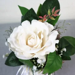 Tischgesteck mit Rose, weiß edel, Tischdeko Tischdekoration