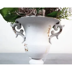 Tischgesteck mit Rose, weiß edel, Tischdeko Tischdekoration