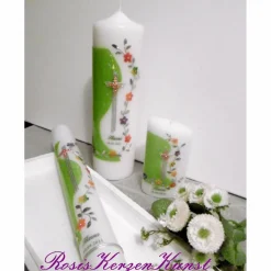 Tischkerze * Gastgeschenk-Kerze * Patenkerze * Kommunion * Konfirmation * Taufe * Geburt * Rosenkränze