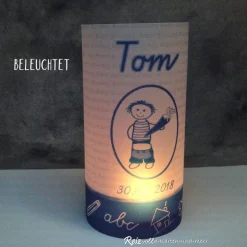 Tischlicht Lichthülle Einschulung Junge – Deko zum Schulanfang Kinder Einschulung