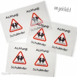 Tischlicht Lichthülle Einschulung Schulanfang "Achtung" für Zwillinge Kinder Einschulung
