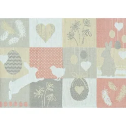 Ostertischdeko|Design in Stoff Tischset Tulip Patch – Frühlingshafte Grüntöne & dezente Tulpen | Gobelin 32x48cm