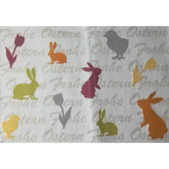 Ostertischdeko|Design in Stoff Tischset Tulip Patch – Frühlingshafte Grüntöne & dezente Tulpen | Gobelin 32x48cm