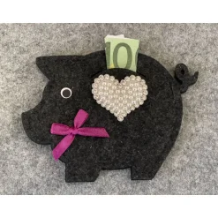 Geldgeschenke|DiyDrei Tolles Filzschweinchen verziert, Gutschein, Ticket, Geldgeschenk, ca 16 x 14 cm