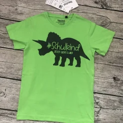 Sale Tolles T-shirt gr.116/122 Einschulung Schulkind in grün mit Dino Kinder Einschulung