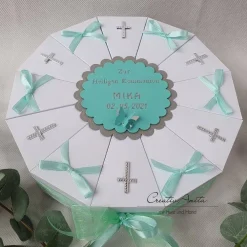 Clearance Torte Geldgeschenk Kommunion Konfirmation mit Kreuzen in MINT-WEIß Geldgeschenke