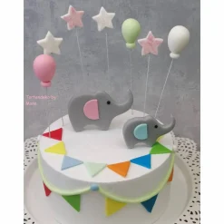 Tortendekoration|Tortendeko by Mona Tortenaufleger Fondant Geburtstag Tortendeko Elefanten Mama Ellie und Sohn Eddy