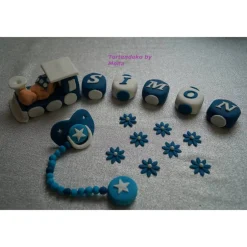 Tortendekoration|Tortendeko by Mona Tortenaufleger Fondant Zuckerfigur Baby,Taufe