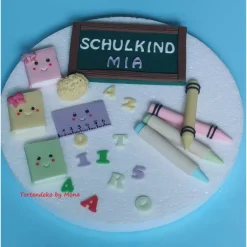Tortendeko  Fondant Schulanfang Schule Einschulung SchulsetTortendeko Tortentopper Tortenaufleger Fondant Schulanfang Sc Kinder Einschulung
