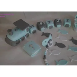 Tortendekoration|Tortendeko by Mona Tortendeko Fondant Zuckerfigur Zug Taufe,Geburt