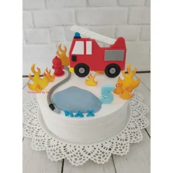 Tortendekoration|Tortendeko by Mona Tortendeko Tortentopper Tortenaufleger Fondant Zuckerfigur Feuerwehr Feuerwehrset Feuer Flammen