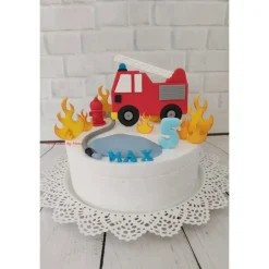 Tortendekoration|Tortendeko by Mona Tortendeko Tortentopper Tortenaufleger Fondant Zuckerfigur Feuerwehr Feuerwehrset Feuer Flammen