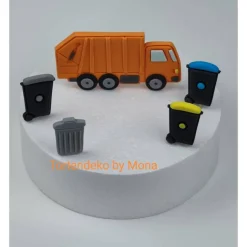 Tortendekoration|Tortendeko by Mona Tortendeko Tortentopper Tortenaufleger Fondant Zuckerfigur Müllwagen Müllauto Müllabfuhr Mülltonnen