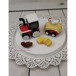 Tortendekoration|Tortendeko by Mona Tortendeko Tortentopper Tortenaufleger Zuckerfigur Traktor Bauernhof Hühner
