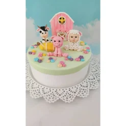 Tortendekoration|Tortendeko by Mona Tortendeko Tortentopper Zuckerfigur Fondantfigur Bauernhof für Mädchen Schaf Kuh Schwein