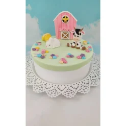 Tortendekoration|Tortendeko by Mona Tortendeko Tortentopper Zuckerfigur Fondantfigur Bauernhof für Mädchen Schaf Kuh Schwein