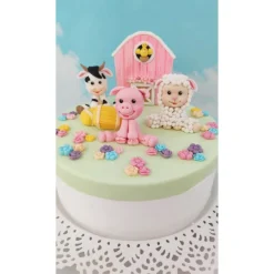Tortendekoration|Tortendeko by Mona Tortendeko Tortentopper Zuckerfigur Fondantfigur Bauernhof für Mädchen Schaf Kuh Schwein