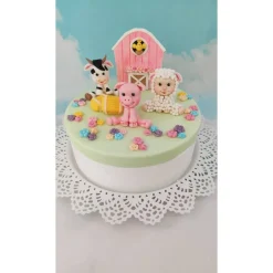 Tortendekoration|Tortendeko by Mona Tortendeko Tortentopper Zuckerfigur Fondantfigur Bauernhof für Mädchen Schaf Kuh Schwein