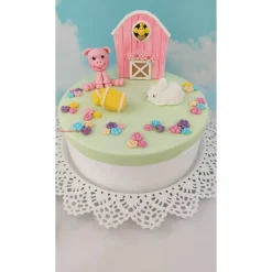 Tortendekoration|Tortendeko by Mona Tortendeko Tortentopper Zuckerfigur Fondantfigur Bauernhof für Mädchen Schaf Kuh Schwein