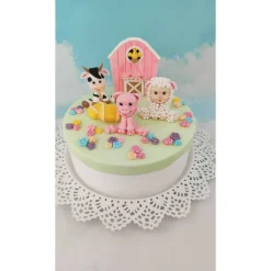 Tortendekoration|Tortendeko by Mona Tortendeko Tortentopper Zuckerfigur Fondantfigur Bauernhof für Mädchen Schaf Kuh Schwein