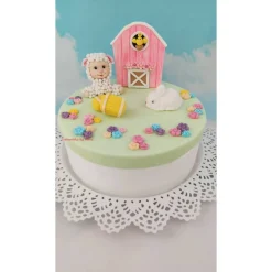 Tortendekoration|Tortendeko by Mona Tortendeko Tortentopper Zuckerfigur Fondantfigur Bauernhof für Mädchen Schaf Kuh Schwein