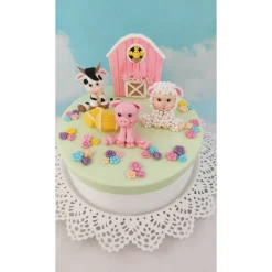 Tortendekoration|Tortendeko by Mona Tortendeko Tortentopper Zuckerfigur Fondantfigur Bauernhof für Mädchen Schaf Kuh Schwein