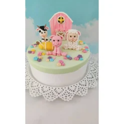 Tortendekoration|Tortendeko by Mona Tortendeko Tortentopper Zuckerfigur Fondantfigur Bauernhof für Mädchen Schaf Kuh Schwein
