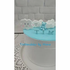 Tortendekoration|Tortendeko by Mona Tortendeko Tortentopper Zuckerfigur Wolken Set Taufe Geburt  Geburtstag