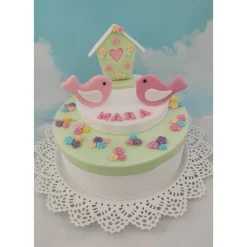 New Tortendeko TortentopperZuckerfigur Fondantfigur Vogelhaus Vogelhäuschen Vögel Tortendekoration