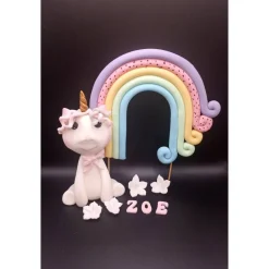 New Tortendekoration Einhorn, Tortendekoration, Zuckerfigur, Tortenfiguren, Regenbogen, Fondant Figur Einhorn Tortendekoration