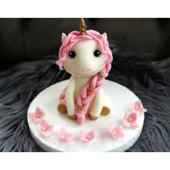 Tortendekoration|Annetts Zuckerfiguren Tortendekoration Regenbogen, Fondant Figuren Einhorn,