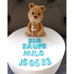 Tortendekoration Teddy, Taufe, Fondant Figuren Taufe Tortendekoration