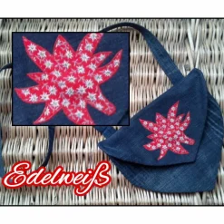 New Trachten-Tasche - Dirndl-Tasche - Oktoberfest - Dirndl - Tracht - Country - Landhaus - Upcycling - Jeans -  *Edelweiss 1003rot Trachtentaschen