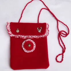 Online Trachtentasche rot – Handgemachte Dirndl-Umhängetasche mit Trachtenknopf & Stoffrosette, Unikat, Volksfest-Täschchen Trachtentaschen