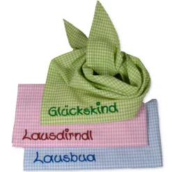 Best Trachtentuch kariert rosa mit Spruch, Baby und Kind Jungen Mädchen Personalisiertes Babyhalstuch / Vichykaro Accessoires
