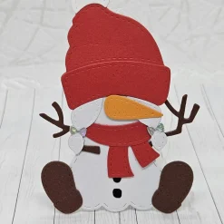 Hot Traditionelle Geschenkbox "Schneemann-Wichteline" | Verpackung mit abnehmbarem Anhänger (Rot/Große Schneeflocke) Geschenkverpackungen