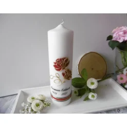 TRAUERKERZE * GEDENKKERZE * BEISETZUNG * BEERDIGUNG * ROSENMOTIV * INDIVIDUELLE BESCHRIFTUNG * Gedenksteine