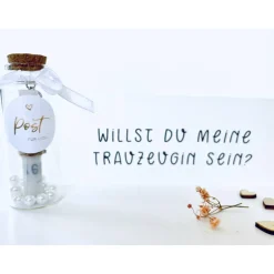 Einladungskarten|Blomidesign Trauzeugin fragen / willst du meine Trauzeugin sein? / Geschenk / Flaschenpost