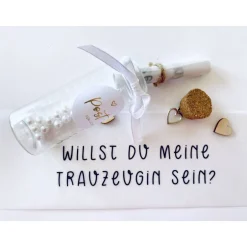 Einladungskarten|Blomidesign Trauzeugin fragen / willst du meine Trauzeugin sein? / Geschenk / Flaschenpost