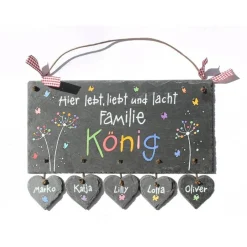 Sale Türschild aus Schiefer für Familien mit Name personalisiert, Haustürschild mit Pusteblumen & Schmetterlinge, Namensschild für die Haustür, persönliches Geschenk zu jedem Anlass Gastgeschenke
