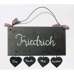 Türschild aus Schiefer mit Namen personalisiert, wetterfestes Namensschild, handgemaltes Haustürschild, exklusives Familienschild, dekoratives Schieferschild, einzigartiges Geschenk für das Zuhause Geschenke