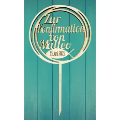 Clearance Türschild Dekostab zur Konfirmation, Kommunion, Hochzeit, Taufe, Firmung, Geburtstag individuell aus Holz Tischdekoration