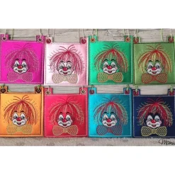 New Täschchen mit Clown, für kleine Schnaps/Likörfläschchen, Glitzerleder, Farbe aussuchen Accessoires